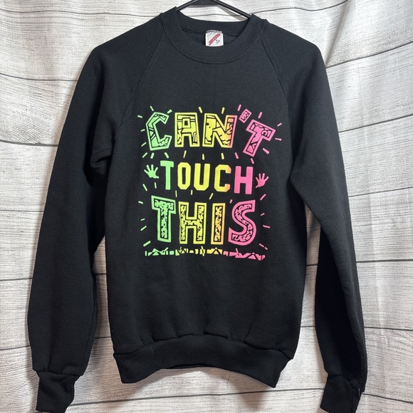 Vintage 90's Can't Touch This Black‎ Sweatshirt Size Small - Picture 1 of 8